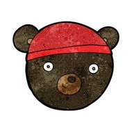 cartoon black bear face N18