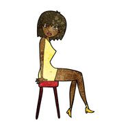 cartoon woman sitting on stool N13