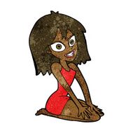 cartoon happy woman in dress N19