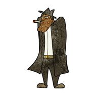 cartoon man in hat and trench coat N6