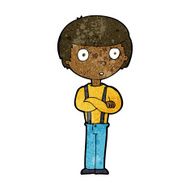 cartoon staring boy with folded arms N6