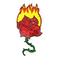 cartoon flaming rose tattoo N3