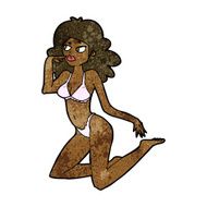 cartoon woman in underwear looking thoughtful N7