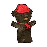 cartooon cute black bear in hat and scarf