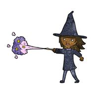 cartoon witch girl casting spell N14