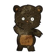 cartoon waving black bear N31