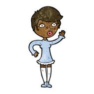 cartoon pretty woman waving N56