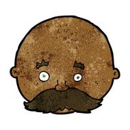 cartoon bald man with mustache N13
