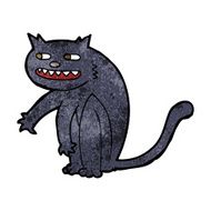 cartoon black cat N45
