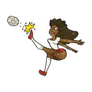 cartoon female soccer player kicking ball N7