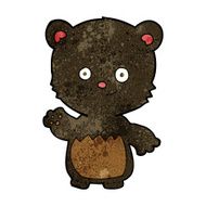 cartoon little black bear waving N3