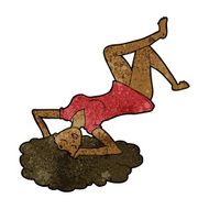 cartoon woman lying on floor N12