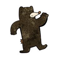 cartoon waving black bear N32