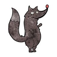 cartoon waving wolf N11