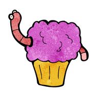 cartoon worm in cupcake N7