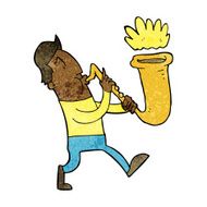 cartoon man blowing saxophone N6