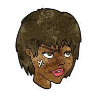 cartoon woman with plaster on face N12