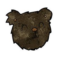 cartoon happy black bear face N3