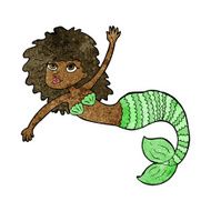 cartoon pretty mermaid waving N6