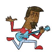 cartoon man playing electric guitar N12