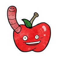 Cartoon Apple With Worm N45