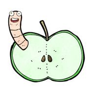 Cartoon Apple With Worm N47