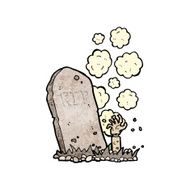 Cartoon Zombie Rising From Grave N22