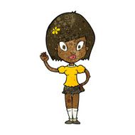 cartoon pretty girl waving N20