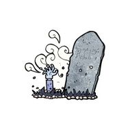 Cartoon Zombie Rising From Grave N23