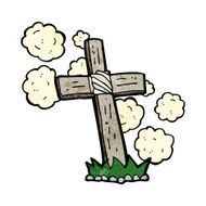 cartoon wooden cross grave N18