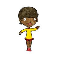 cartoon waving woman N92