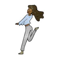 cartoon happy girl kicking out leg N6