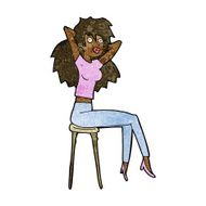 cartoon woman posing on stool N6