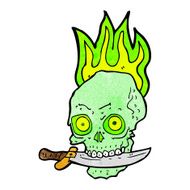 cartoon pirate skull with knife in teeth N6