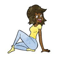 cartoon pretty woman looking happy N6