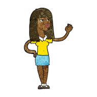cartoon pretty woman waving N57