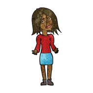 cartoon woman shrugging shoulders N318