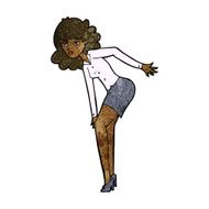 cartoon annoyed woman rubbing knee N6