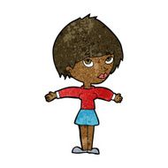 cartoon woman with open arms N67