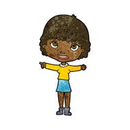 cartoon happy woman pointing N44