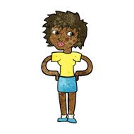 cartoon woman with hands on hips N144