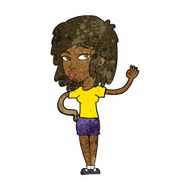 cartoon pretty woman waving N58