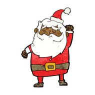 cartoon santa claus punching air N13