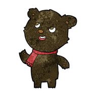 cartoon black bear wearing scarf N6