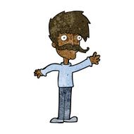 cartoon waving mustache man N7