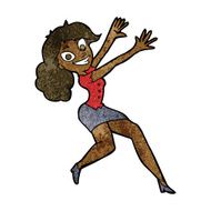 cartoon happy woman jumping N6