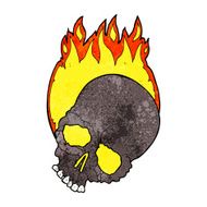 cartoon burning skull N10
