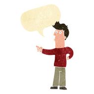 cartoon curious man pointing with speech bubble N11