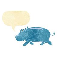 cartoon hippopotamus with speech bubble N11