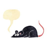 cartoon black rat with speech bubble N8